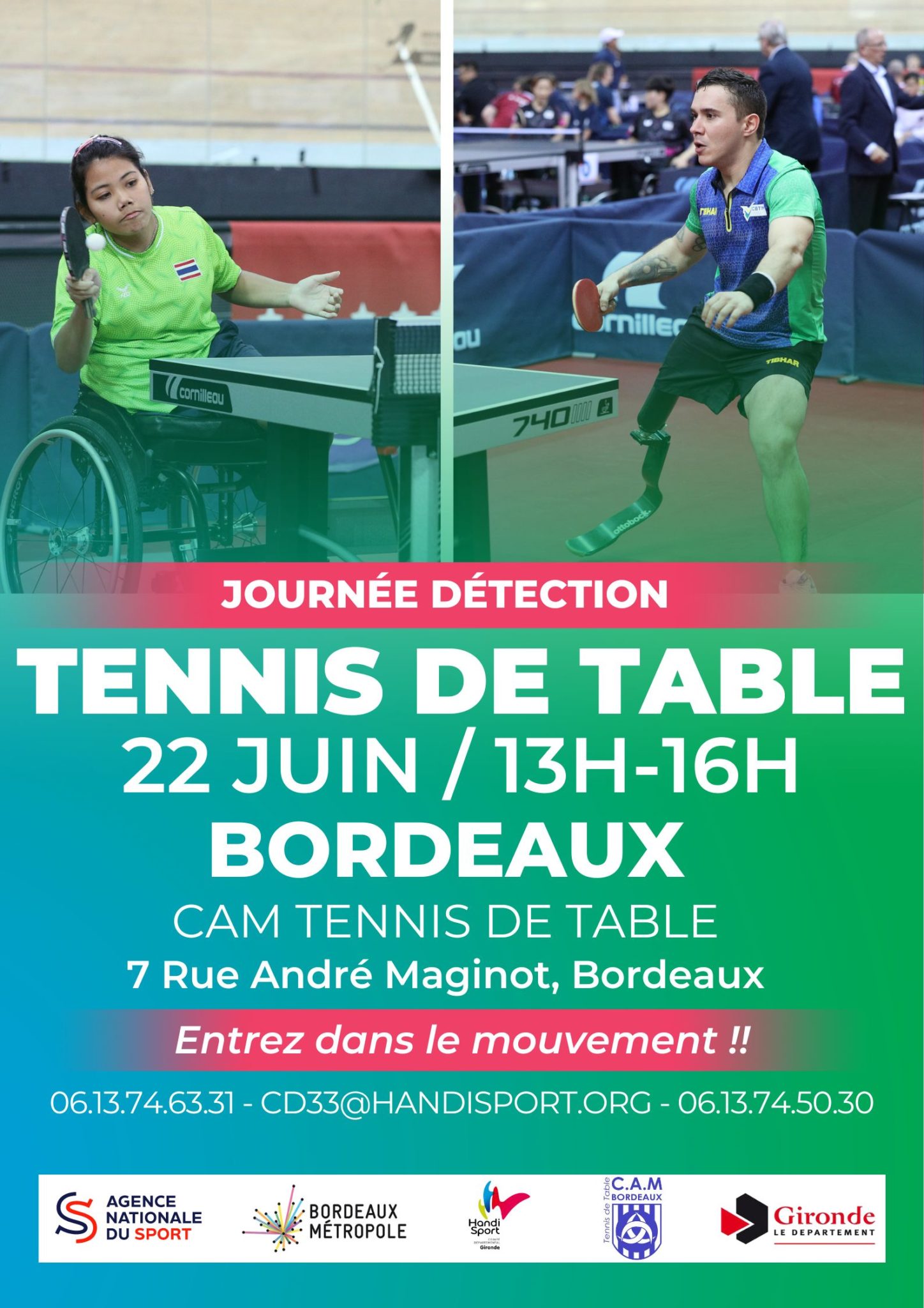 TENNIS DE TABLE détection 2022 Comité Handisport de Gironde